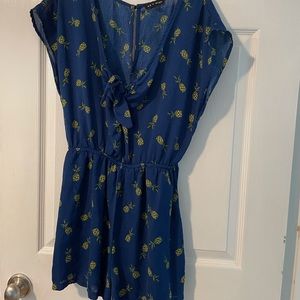 dark blue, pineapple print romper